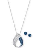 Swarovski Silver-tone Multi-crystal Pave Pendant Necklace And Crystal Stud Earrings