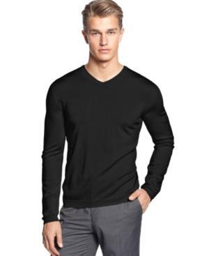 Calvin Klein Sweater, Solid Merino V-neck Sweater