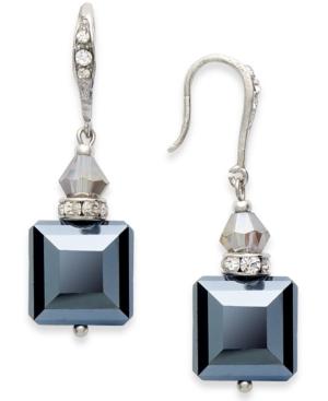 C.a.k.e. By Ali Khan Earrings, Silver-tone Jet Square Bead Drop Earrings