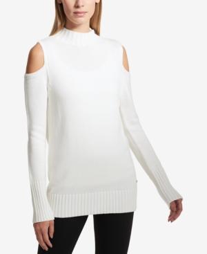 Dkny Sport Cold-shoulder Mock Neck Sweater