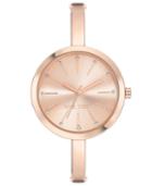 Nine West Women's Rose Gold-tone Half-bangle Bracelet Watch 34mm