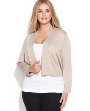 Calvin Klein Plus Size Metallic Open-front Cardigan