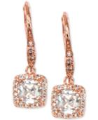 Anne Klein Rose Gold-tone Square Crystal Drop Earrings