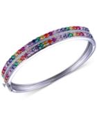 Giani Bernini Multi-color Cubic Zirconia Double-row Hinged Bangle Bracelet In Sterling Silver, Only At Macy's