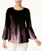 Alfani Metallic-velvet Bell-sleeve Top, Created For Macy's