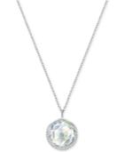 Swarovski Silver-tone Cabochon Faceted Crystal Pendant Necklace