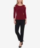 Tommy Hilfiger Cold-shoulder Button-sleeve Top