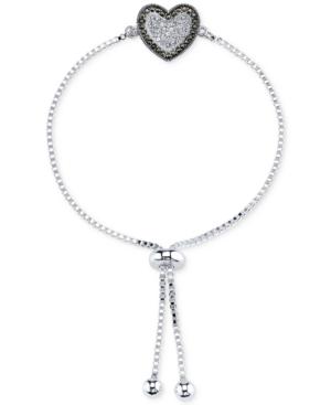 Unwritten Silver-plated Marcasite And Crystal Heart Slider Bracelet