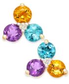 Multi-gemstone (1-5/8 Ct. T.w.) & Diamond Accent Stud Earrings In 14k Gold