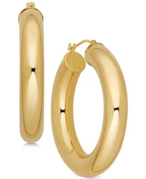 Polished Chunky Tube Hoop Earrings In 14k Gold