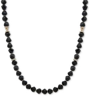 Anne Klein Gold-tone Pave & Black Bead Strand Necklace
