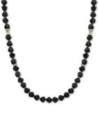 Anne Klein Gold-tone Pave & Black Bead Strand Necklace