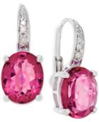 Victoria Townsend Pink Quartz (4-4/5 Ct. T.w.) And Diamond Accent Leverback Earrings In Sterling Silver