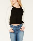 Planet Gold Juniors' Fuzzy Cropped Baseball Sweater