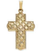 Patterned Cross Pendant In 14k Gold