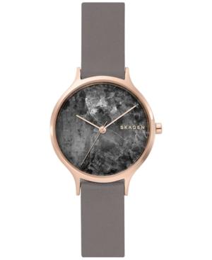 Skagen Women's Anita Grey Leather Strap Watch 34mm