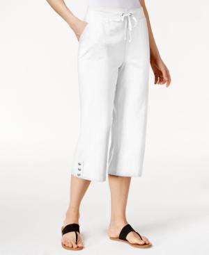 Karen Scott Petite Drawstring Button-detail Capri Pants, Only At Macy's