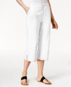 Karen Scott Petite Drawstring Button-detail Capri Pants, Only At Macy's