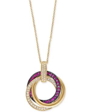 Ruby Royale By Effy Ruby (1/3 Ct. T.w.) And Diamond (1/4 Ct. T.w.) Pendant Necklace In 14k Gold, Created For Macy's