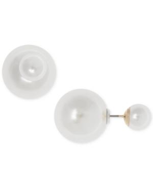 Anne Klein Gold-tone Imitation Pearl Front Back Earrings