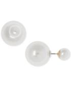 Anne Klein Gold-tone Imitation Pearl Front Back Earrings