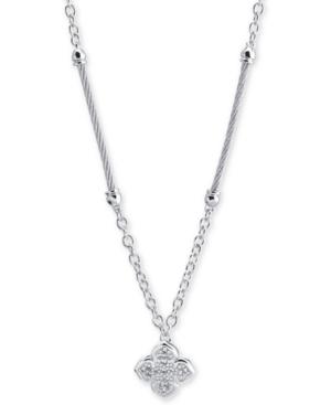 Le Fleur Silver Necklace With White Topaz, Stainless Steel Cable (1.5mm), Silver Chain