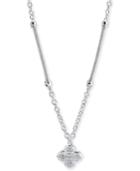 Le Fleur Silver Necklace With White Topaz, Stainless Steel Cable (1.5mm), Silver Chain