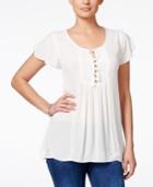Style & Co. Lace-inset Peasant Top, Only At Macy's