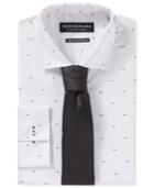 Nick Graham Black Moustache Print Dress Shirt And Black Solid Herringbone Tie Set