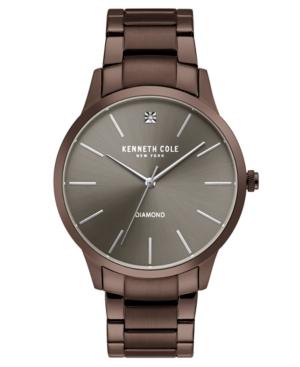 Kenneth Cole New York Men's Diamond-accent Dark Brown Stainless Steel Bracelet Watch 43mm