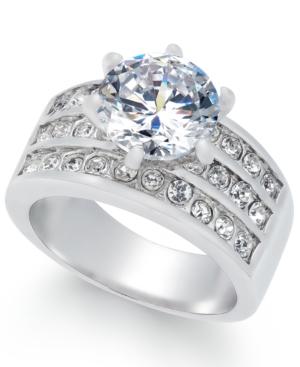 Charter Club Silver-tone Crystal Triple-row Ring, Created For Macy's