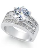 Charter Club Silver-tone Crystal Triple-row Ring, Created For Macy's