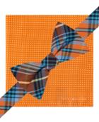Tommy Hilfiger Plaid And Dot To-tie Bow Tie And Pocket Square Set
