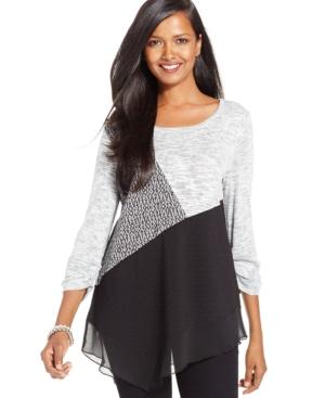 Style & Co. Patchwork Asymmetrical-hem Top, Only At Macy's