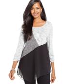 Style & Co. Patchwork Asymmetrical-hem Top, Only At Macy's