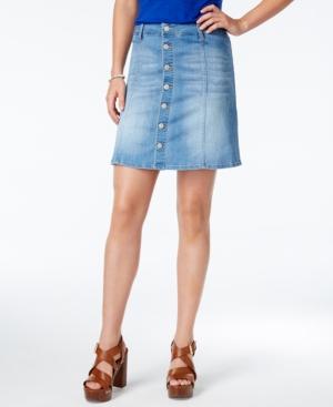 Celebrity Pink Juniors' Button-front Denim Skirt