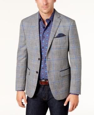 Tallia Men's Slim-fit Black/white Houndstooth Plaid Sport Coat