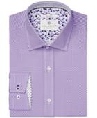 Con. Struct Men's Slim-fit Spread Purple Cube Print Dress Shirt