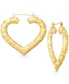 Bamboo Heart Hoop Earrings In 10k Gold
