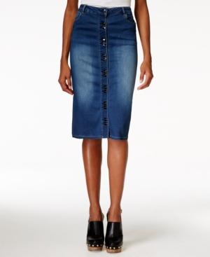 Nanette By Nanette Lepore Button-front Denim Reese Wash Pencil Skirt