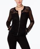 Inc International Concepts Mixed-media Lace Bomber Jacket, Only At Macy's