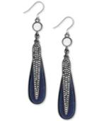 Lucky Brand Hematite-tone Pave, Mother-of-pearl & Blue Stone Drop Earrings