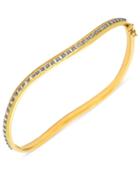 14k Gold Bracelet, Diamond Accent Wavy Bangle Bracelet