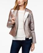 Bar Iii Metallic Faux-leather Moto Jacket, Created For Macy's