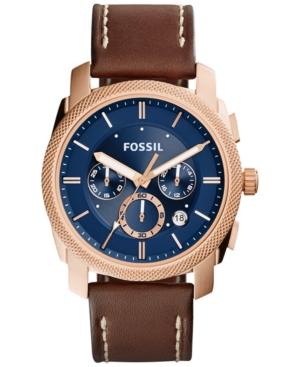 Fossil Men's Chronograph Machine Brown Leather Strap Watch 42mm Fs5073