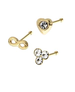 Bodifine 9 Carat Gold Infinity Heart Flower Nose Studs
