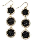 Inc International Concepts Gold-tone Jet Glitter Triple Drop Earrings, Only At Macy's