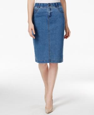 Charter Club Petite Antique Indigo Wash Denim Skirt, Only At Macy's
