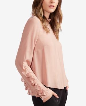 Avec Les Filles Mock-neck Ruffle-sleeve Blouse