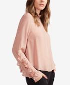 Avec Les Filles Mock-neck Ruffle-sleeve Blouse